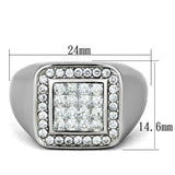 High polished (no plating) Stainless Steel Ring with AAA Grade CZ  in Clear
