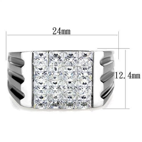 High polished (no plating) Stainless Steel Ring with AAA Grade CZ  in Clear