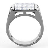 High polished (no plating) Stainless Steel Ring with AAA Grade CZ  in Clear