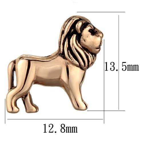 IP Rose Gold(Ion Plating) Stainless Steel Earrings with Epoxy  in Jet