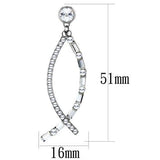 High polished (no plating) Stainless Steel Earrings with Top Grade Crystal  in Clear