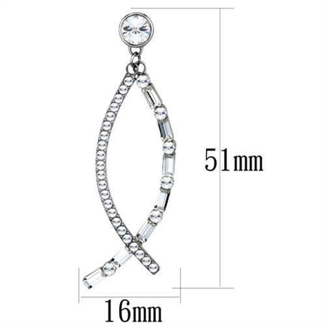 High polished (no plating) Stainless Steel Earrings with Top Grade Crystal  in Clear