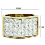 IP Gold(Ion Plating) Stainless Steel Ring with AAA Grade CZ  in Clear