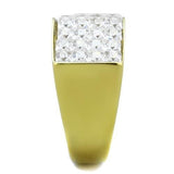 IP Gold(Ion Plating) Stainless Steel Ring with AAA Grade CZ  in Clear