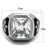 High polished (no plating) Stainless Steel Ring with AAA Grade CZ  in Clear