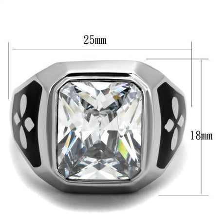 High polished (no plating) Stainless Steel Ring with AAA Grade CZ  in Clear