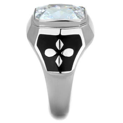 High polished (no plating) Stainless Steel Ring with AAA Grade CZ  in Clear