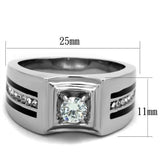 High polished (no plating) Stainless Steel Ring with AAA Grade CZ  in Clear