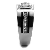 High polished (no plating) Stainless Steel Ring with AAA Grade CZ  in Clear