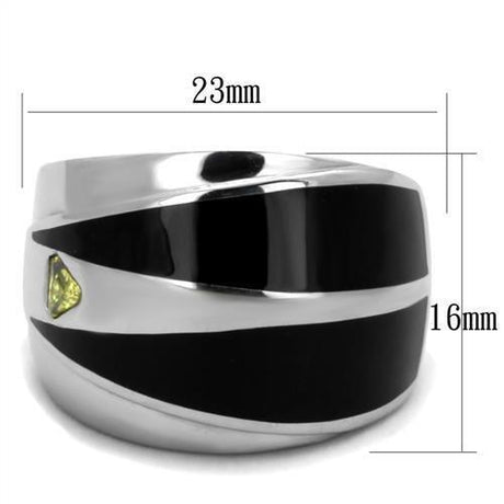 High polished (no plating) Stainless Steel Ring with AAA Grade CZ  in Topaz