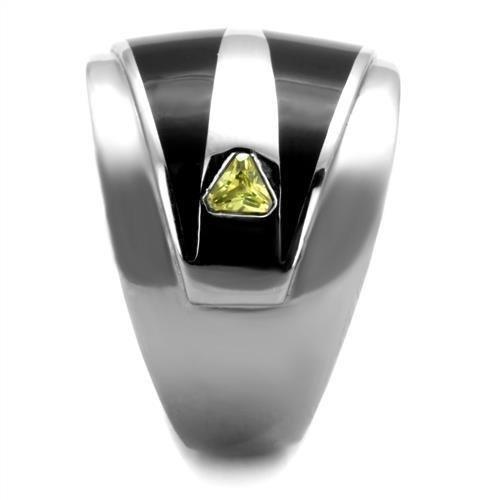 High polished (no plating) Stainless Steel Ring with AAA Grade CZ  in Topaz