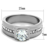 High polished (no plating) Stainless Steel Ring with AAA Grade CZ  in Clear