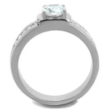 High polished (no plating) Stainless Steel Ring with AAA Grade CZ  in Clear