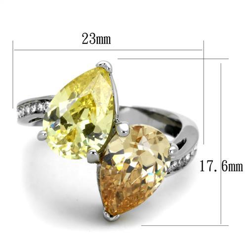 High polished (no plating) Stainless Steel Ring with AAA Grade CZ  in Multi Color