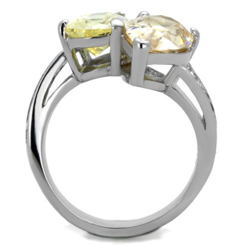 High polished (no plating) Stainless Steel Ring with AAA Grade CZ  in Multi Color