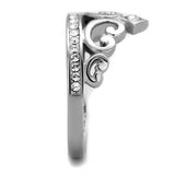 High polished (no plating) Stainless Steel Ring with Top Grade Crystal  in Clear