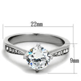 High polished (no plating) Stainless Steel Ring with AAA Grade CZ  in Clear
