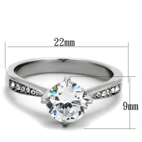 High polished (no plating) Stainless Steel Ring with AAA Grade CZ  in Clear
