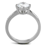 High polished (no plating) Stainless Steel Ring with AAA Grade CZ  in Clear
