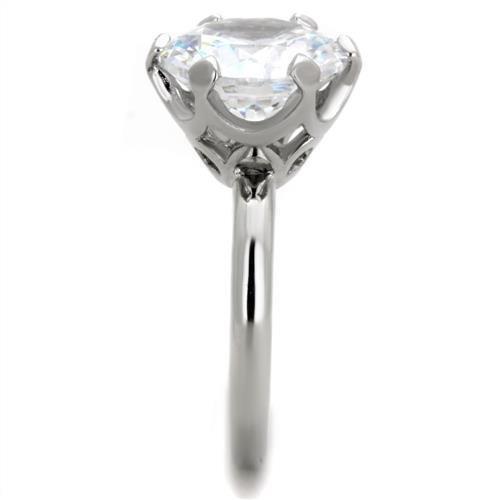 High polished (no plating) Stainless Steel Ring with AAA Grade CZ  in Clear