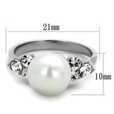 High polished (no plating) Stainless Steel Ring with Synthetic Pearl in White