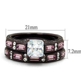 IP Dark Brown (IP coffee) Stainless Steel Ring with AAA Grade CZ  in Clear