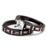 IP Dark Brown (IP coffee) Stainless Steel Ring with AAA Grade CZ  in Clear