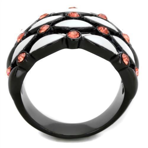 IP Black(Ion Plating) Stainless Steel Ring with Top Grade Crystal  in Garnet
