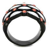 IP Black(Ion Plating) Stainless Steel Ring with Top Grade Crystal  in Garnet