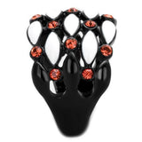 IP Black(Ion Plating) Stainless Steel Ring with Top Grade Crystal  in Garnet