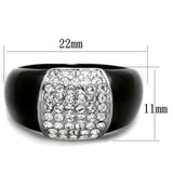 Two-Tone IP Black (Ion Plating) Stainless Steel Ring with Top Grade Crystal  in Clear