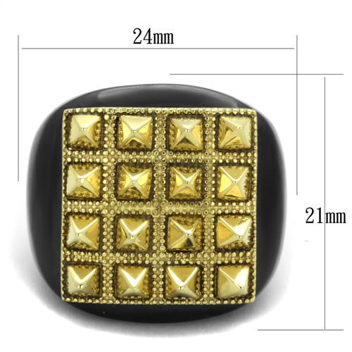 IP Gold+ IP Black (Ion Plating) Stainless Steel Ring with No Stone