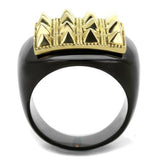IP Gold+ IP Black (Ion Plating) Stainless Steel Ring with No Stone
