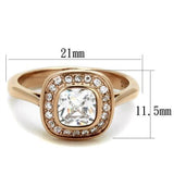 IP Rose Gold(Ion Plating) Stainless Steel Ring with AAA Grade CZ  in Clear