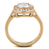 IP Rose Gold(Ion Plating) Stainless Steel Ring with AAA Grade CZ  in Clear