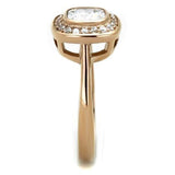 IP Rose Gold(Ion Plating) Stainless Steel Ring with AAA Grade CZ  in Clear
