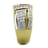 Two-Tone IP Gold (Ion Plating) Stainless Steel Ring with Top Grade Crystal  in Clear