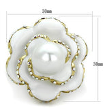 IP Gold(Ion Plating) Stainless Steel Ring with Synthetic Pearl in White