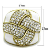 IP Gold(Ion Plating) Stainless Steel Ring with Top Grade Crystal  in Clear