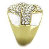 IP Gold(Ion Plating) Stainless Steel Ring with Top Grade Crystal  in Clear