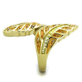 IP Gold(Ion Plating) Stainless Steel Ring with Top Grade Crystal  in Multi Color