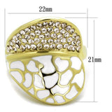 IP Gold(Ion Plating) Stainless Steel Ring with Top Grade Crystal  in Clear