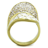 IP Gold(Ion Plating) Stainless Steel Ring with Top Grade Crystal  in Clear