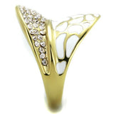 IP Gold(Ion Plating) Stainless Steel Ring with Top Grade Crystal  in Clear