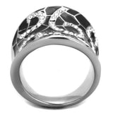 High polished (no plating) Stainless Steel Ring with Top Grade Crystal  in Clear