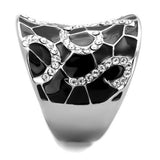 High polished (no plating) Stainless Steel Ring with Top Grade Crystal  in Clear