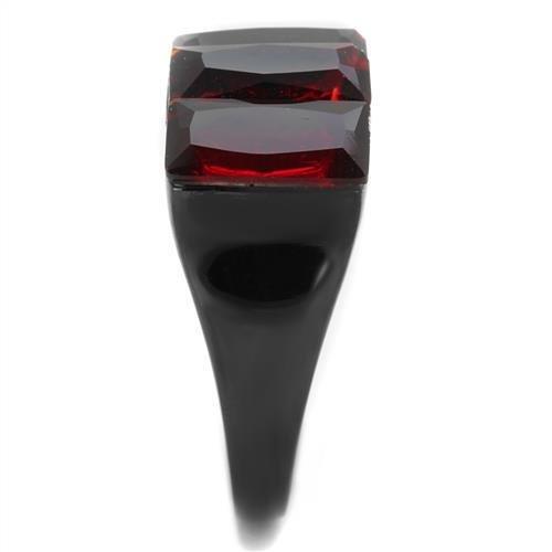 IP Black(Ion Plating) Stainless Steel Ring with Synthetic Synthetic Glass in Siam