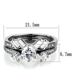 High polished (no plating) Stainless Steel Ring with AAA Grade CZ  in Clear