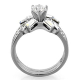 High polished (no plating) Stainless Steel Ring with AAA Grade CZ  in Clear