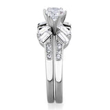High polished (no plating) Stainless Steel Ring with AAA Grade CZ  in Clear